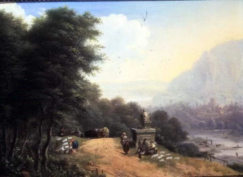 Johann Christian Vollerdt - Paesaggio con lavandaie